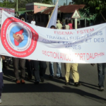 ﻿FISEMA Fort Dauphin marching on May Day with fellow trade unions in Madagascar.