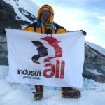 Everest with flags