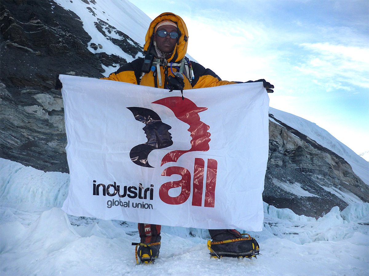 Everest with flags