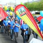 Marcha de miembros de la VDSZ en Budapest. VDSZ