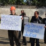 Rassemblement des syndicats géorgiens en faveur du travail décent à l’occasion de la JMTD. IndustriALL
