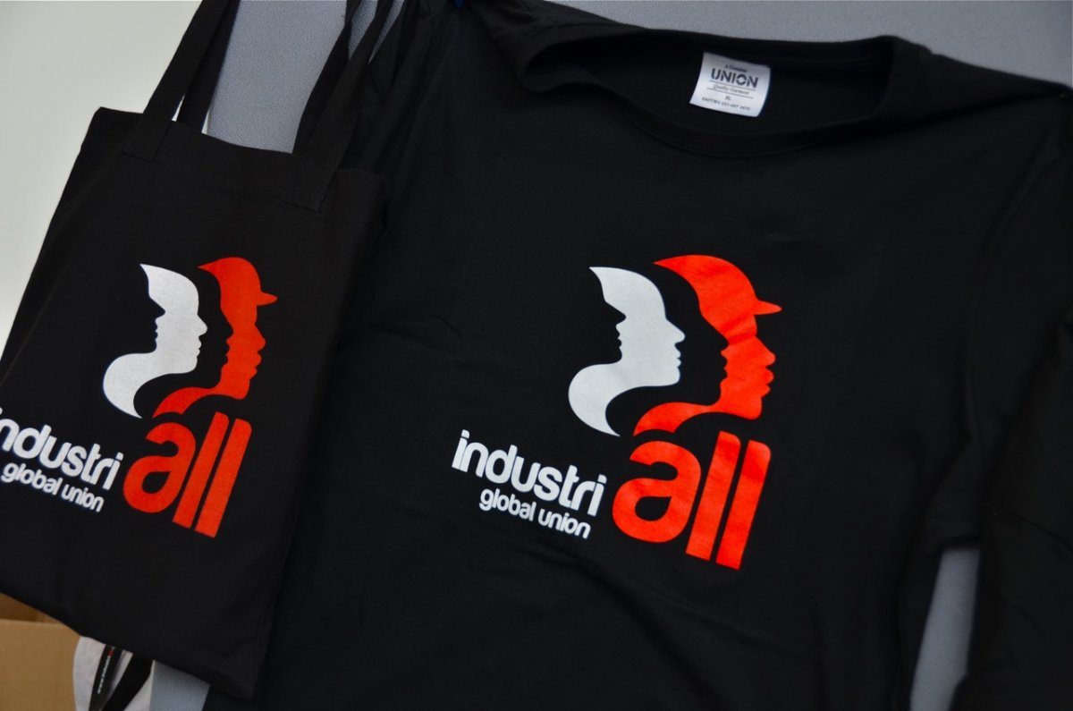 t-shirts and bags for IndustriALL’s produced for IndustriALL Congress